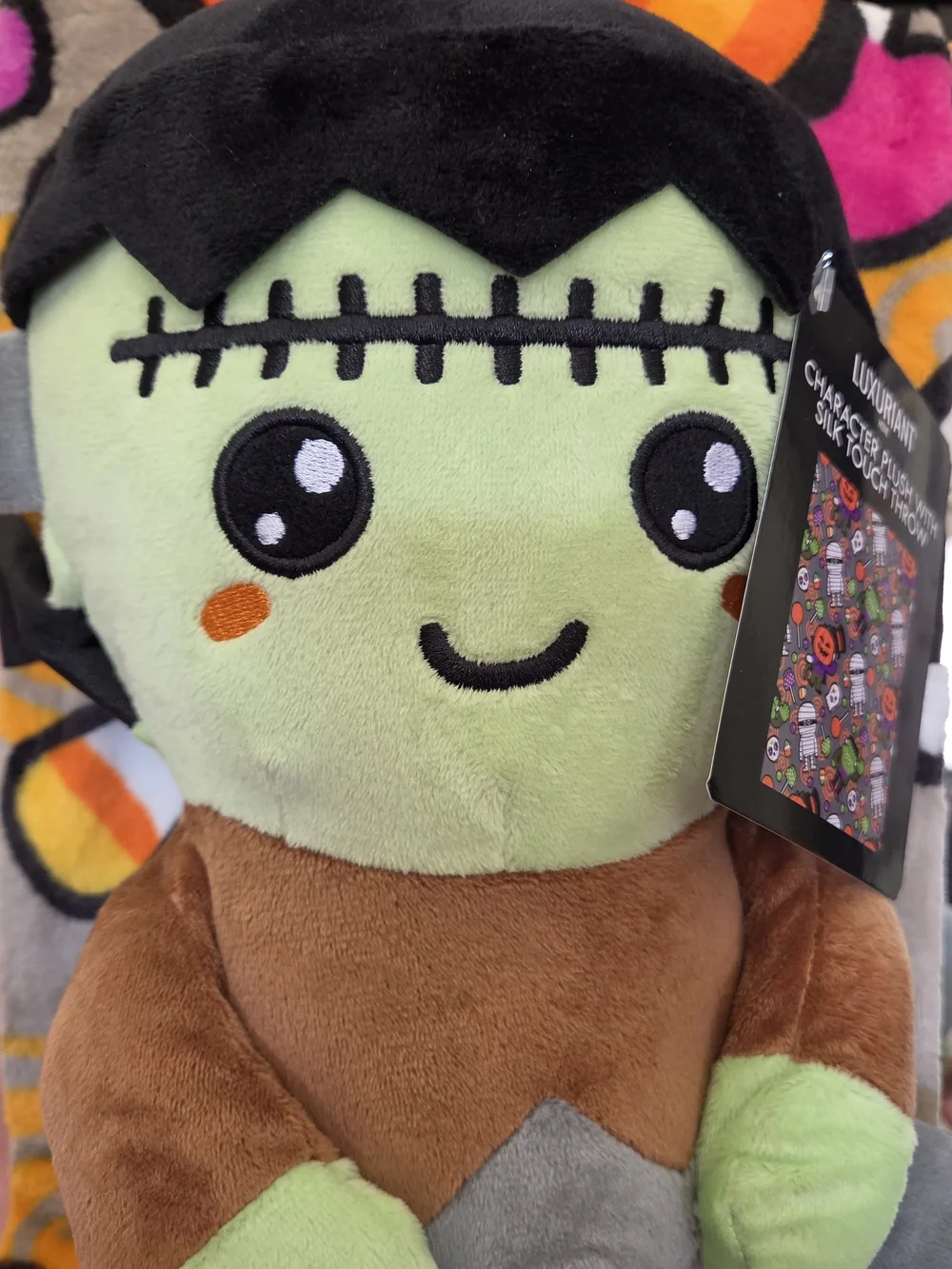 Green Frankenstein Plush With Silk Touch Throw Blanket